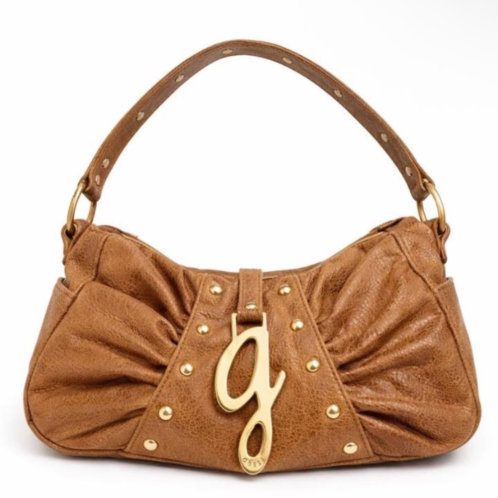 GUESS Gold-Tone Accent Brown Hobo Bag